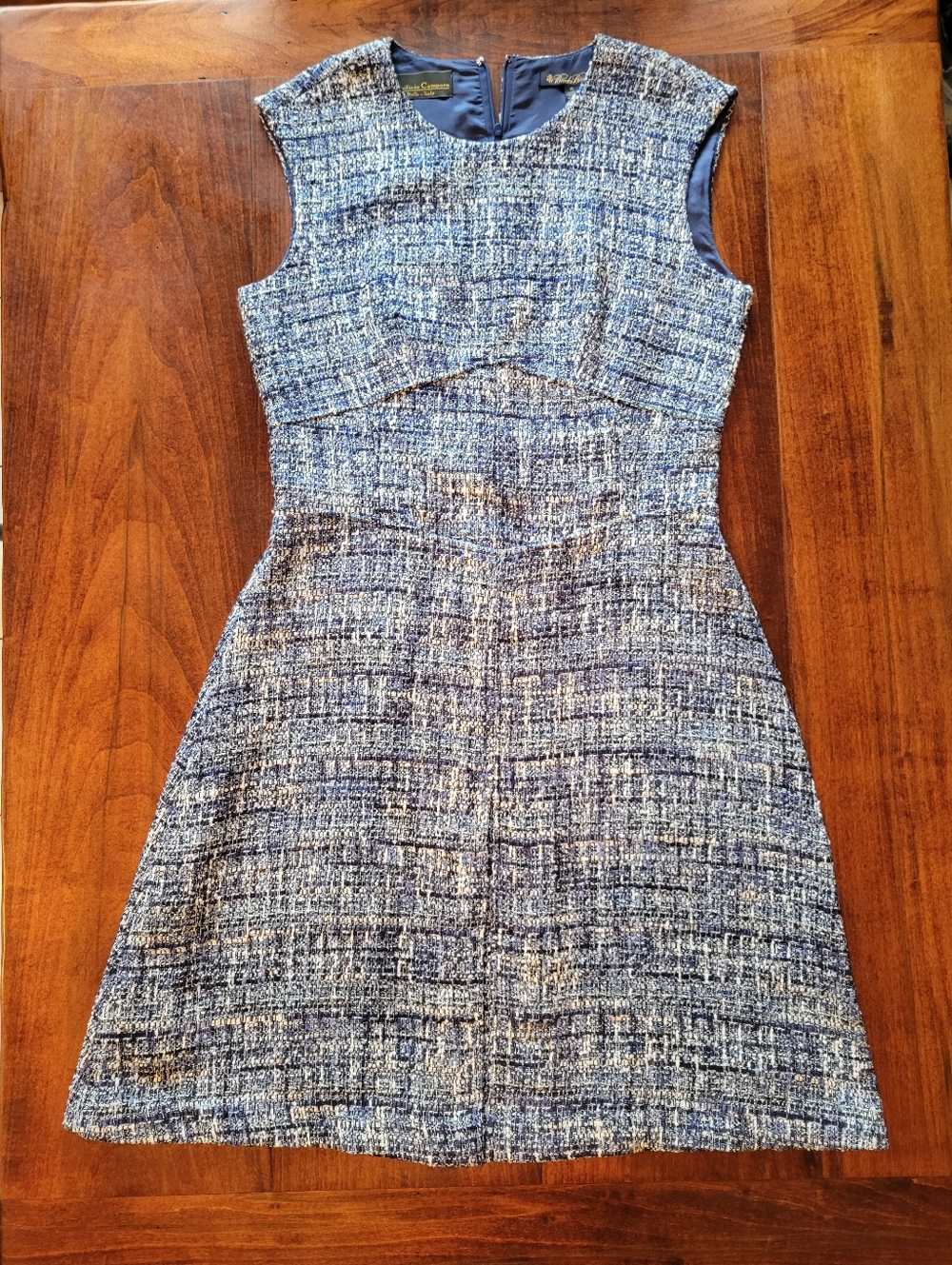 Brooks Brothers Blue Tweed Sleeveless A-Line Dress NWT Size 10